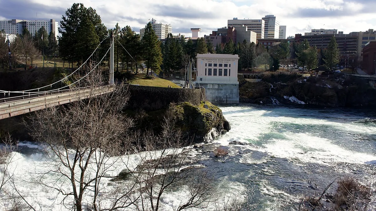 Upper Spokane Falls and the Upper Falls Power Plant in Spokane, Washington